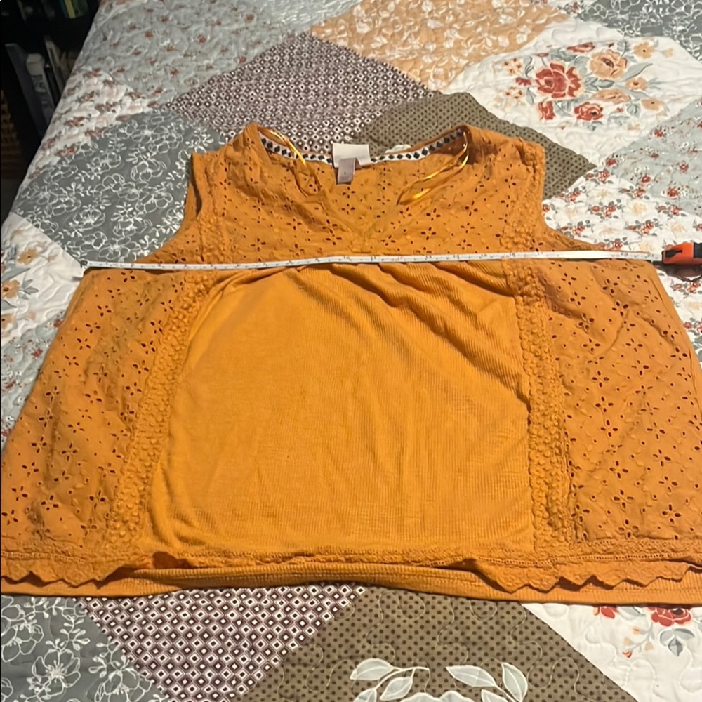 Marigold tank top with eyelet details